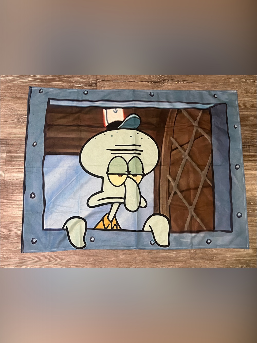 SQUIDWARD LOOKING OUT WINDOW WALL TAPESTRY
